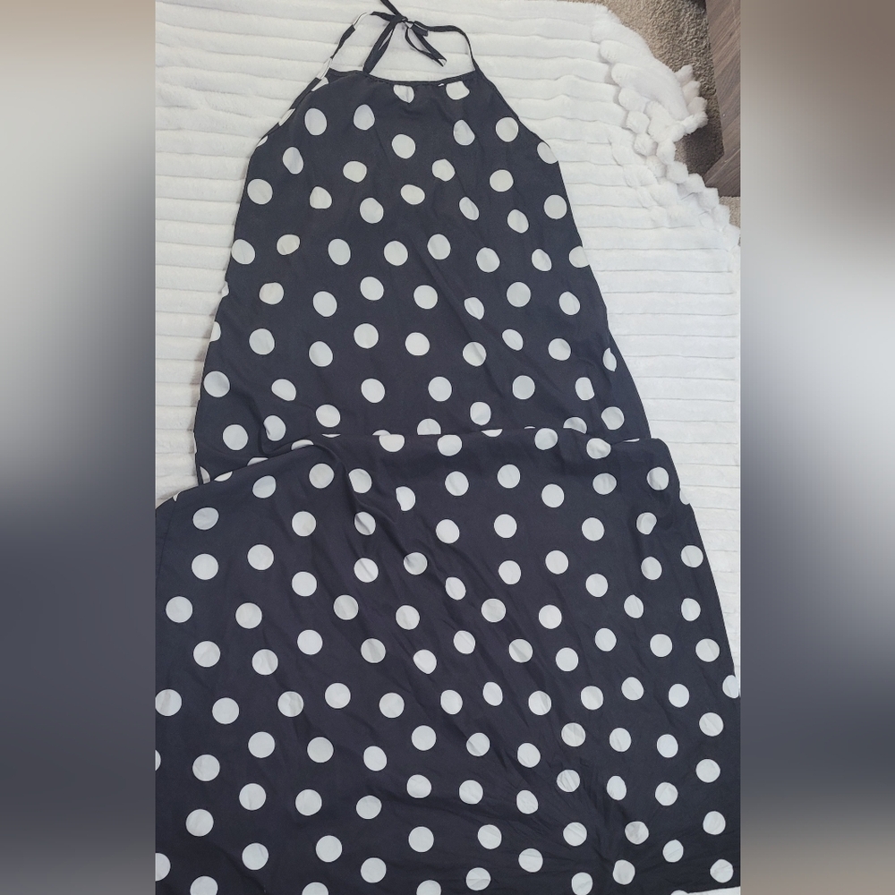 Rebdolls Black Maxi Dress with White Polka Dots - Picture 2 of 3